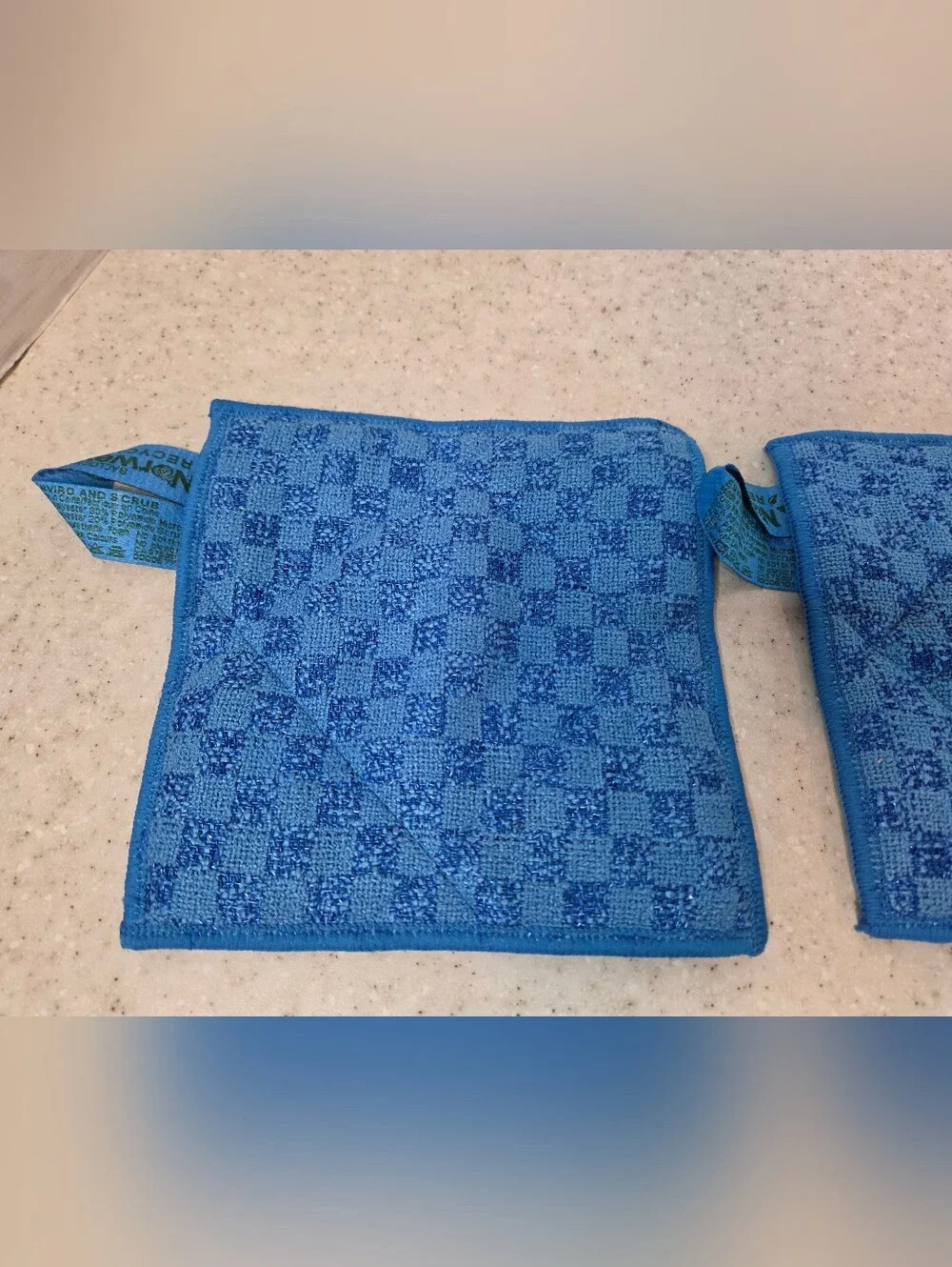 Norwex EnviroScrub Cloths Set of 2 Blue Microfiber Scrubber Cleaning Pads 6